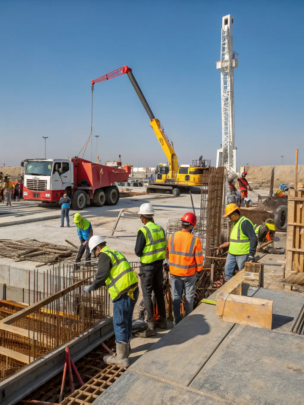 A construction site with minimal dust and noise pollution, showcasing the company's efforts to reduce environmental disturbances during operations.